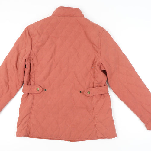 RED Women's Orange Quilted Jacket L Full Zip Pockets Casual