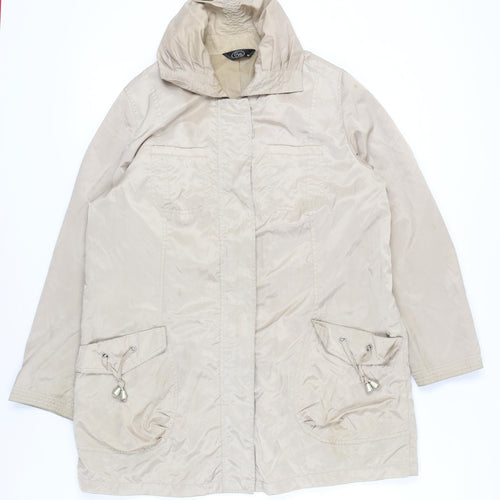 Bm Womens Beige Hooded Rain Jacket Size 18 Mid-Length