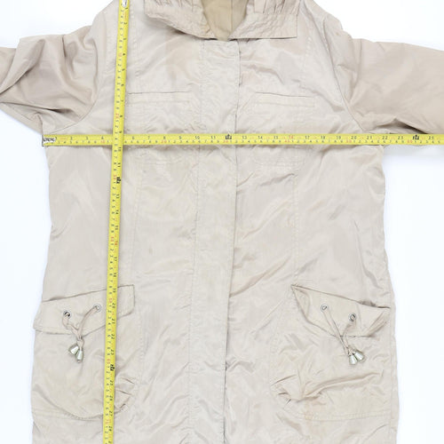 Bm Womens Beige Hooded Rain Jacket Size 18 Mid-Length