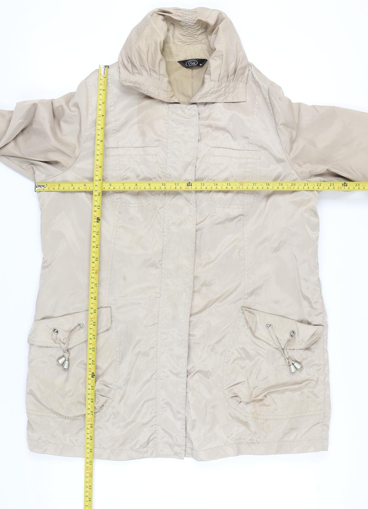 Bm Womens Beige Hooded Rain Jacket Size 18 Mid-Length