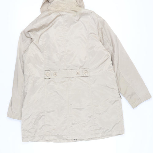 Bm Womens Beige Hooded Rain Jacket Size 18 Mid-Length