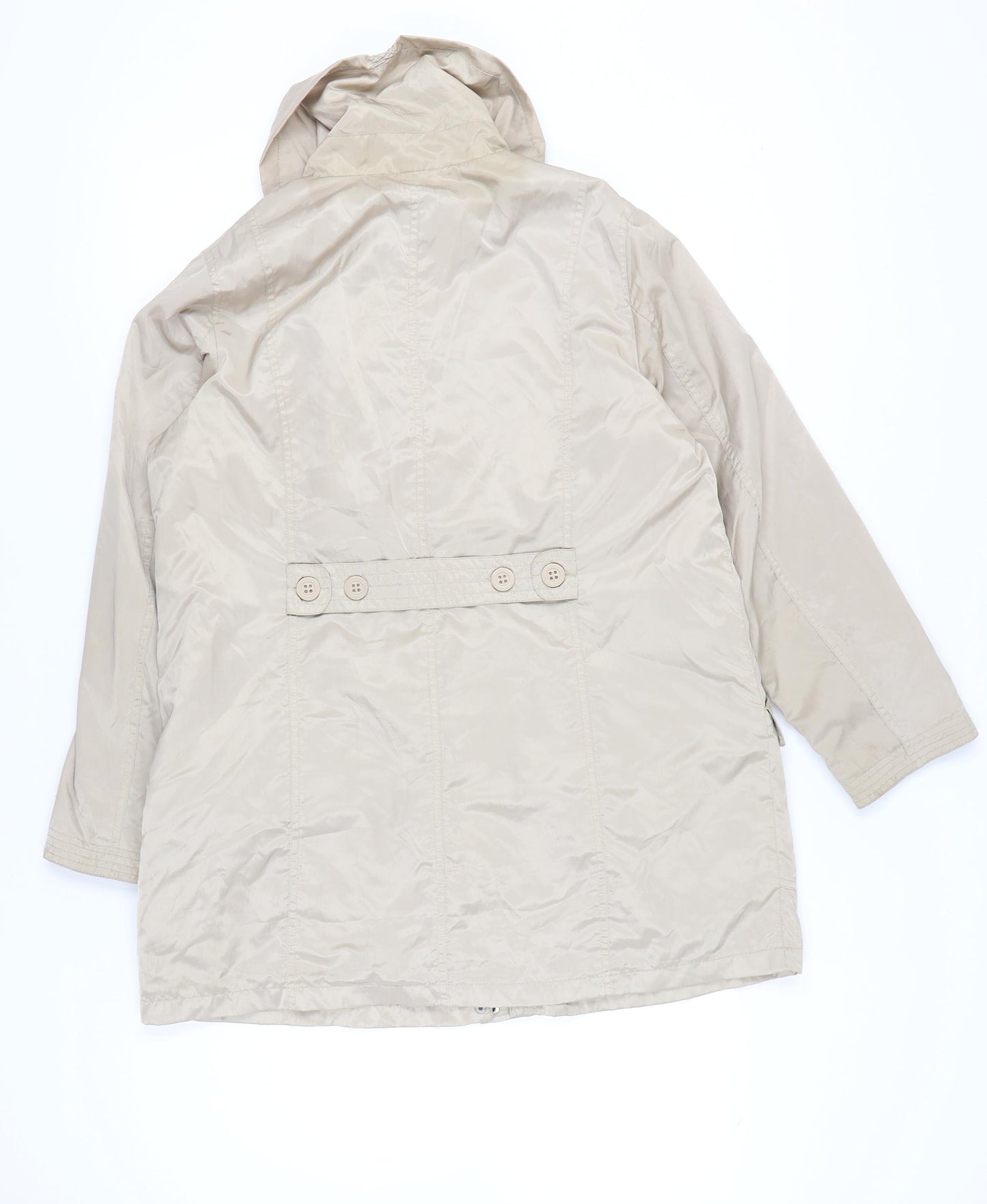 Bm Womens Beige Hooded Rain Jacket Size 18 Mid-Length