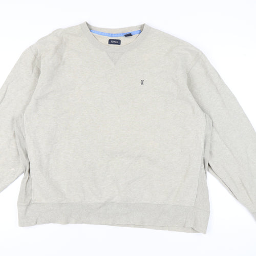 IZOD Men’s Beige Pullover Sweatshirt 2XL Logo Crew Neck Long Sleeve