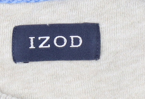 IZOD Men’s Beige Pullover Sweatshirt 2XL Logo Crew Neck Long Sleeve
