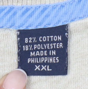 IZOD Men’s Beige Pullover Sweatshirt 2XL Logo Crew Neck Long Sleeve