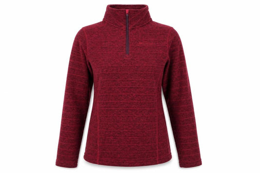 Front view of Mountain Warehouse women’s red 1/2 zip fleece sweatshirt uk 10