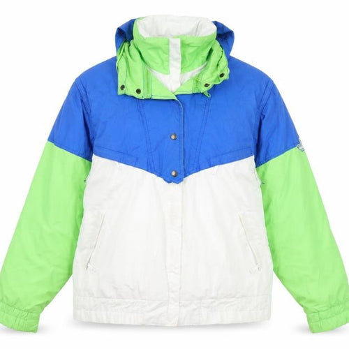 Nevica Womens Ski Jacket Blue Green White Size 14 Hooded Winter Coat