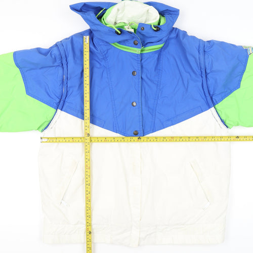 Nevica Womens Ski Jacket Blue Green White Size 14 Hooded Winter Coat