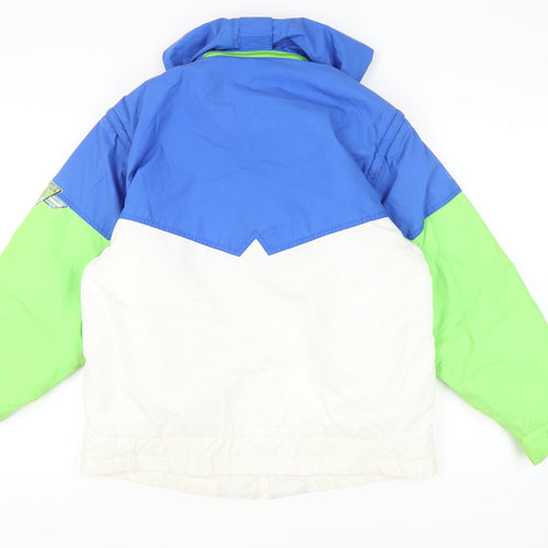 Nevica Womens Ski Jacket Blue Green White Size 14 Hooded Winter Coat