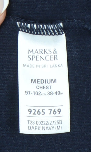 Marks and Spencer Blue Harbour Men's Dark Navy Sweatshirt M Regular Fit Crew Neck