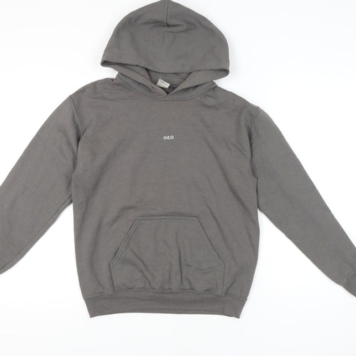 G&G Men's Grey Pullover Hoodie Small Regular Fit with Logo