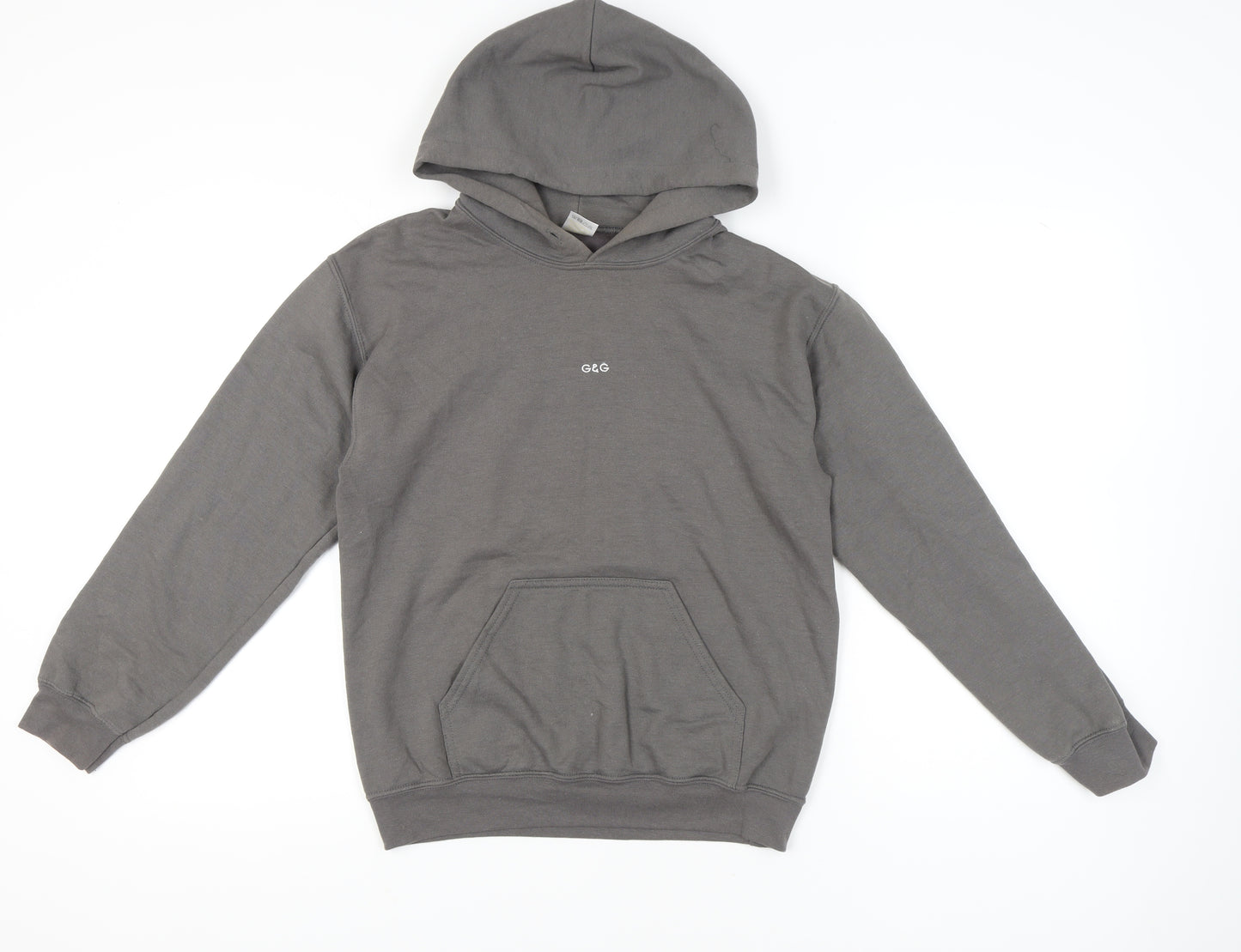 G&G Men's Grey Pullover Hoodie Small Regular Fit with Logo