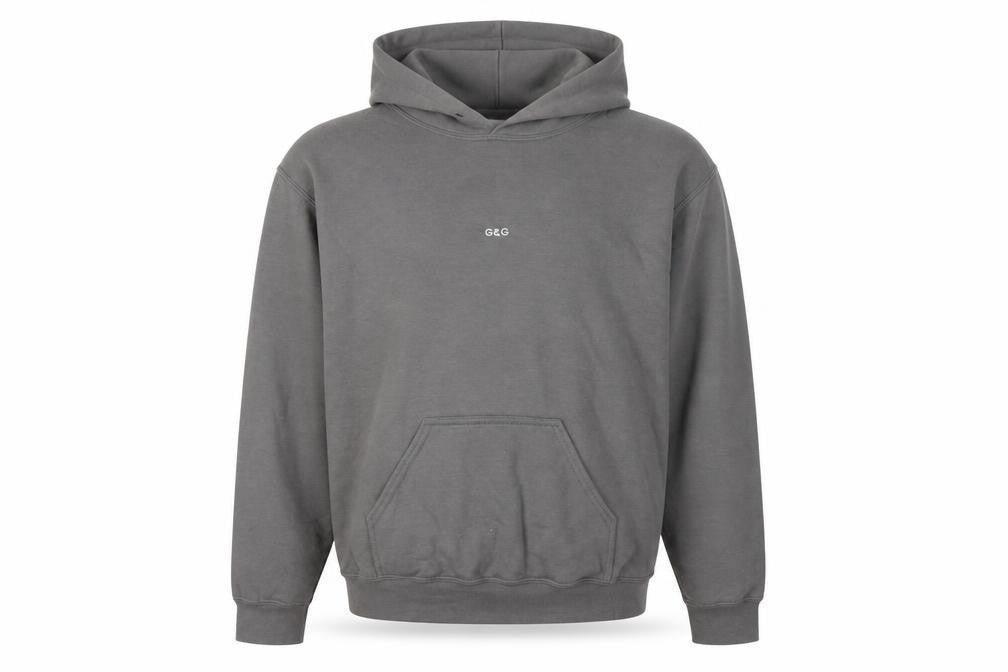 Front view of G&G Men's Grey Pullover Hoodie Small Regular Fit with Logo