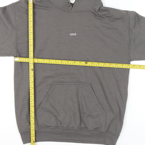 G&G Men's Grey Pullover Hoodie Small Regular Fit with Logo