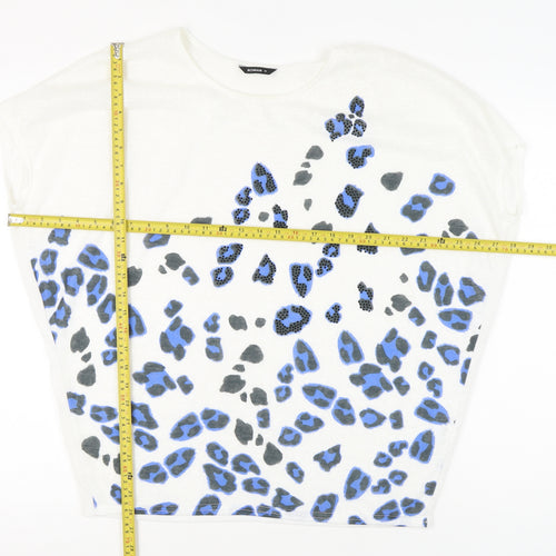Roman Women’s White Leopard Print T-Shirt Size 16 Casual Spring