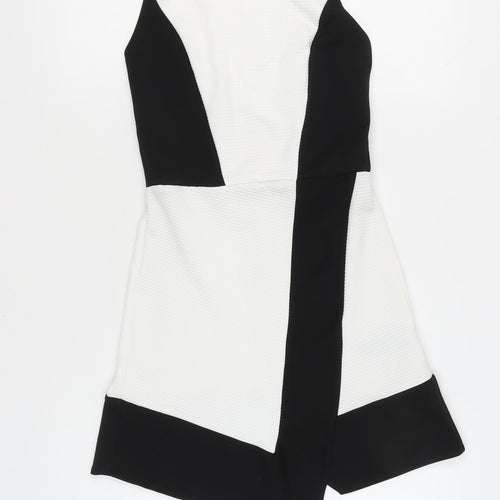 Miss Selfridge Womens Black White Size 8 Bodycon Colourblock Short Dress
