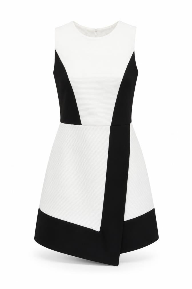 Miss Selfridge Womens Black White Size 8 Bodycon Colourblock Short Dress