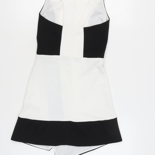 Miss Selfridge Womens Black White Size 8 Bodycon Colourblock Short Dress