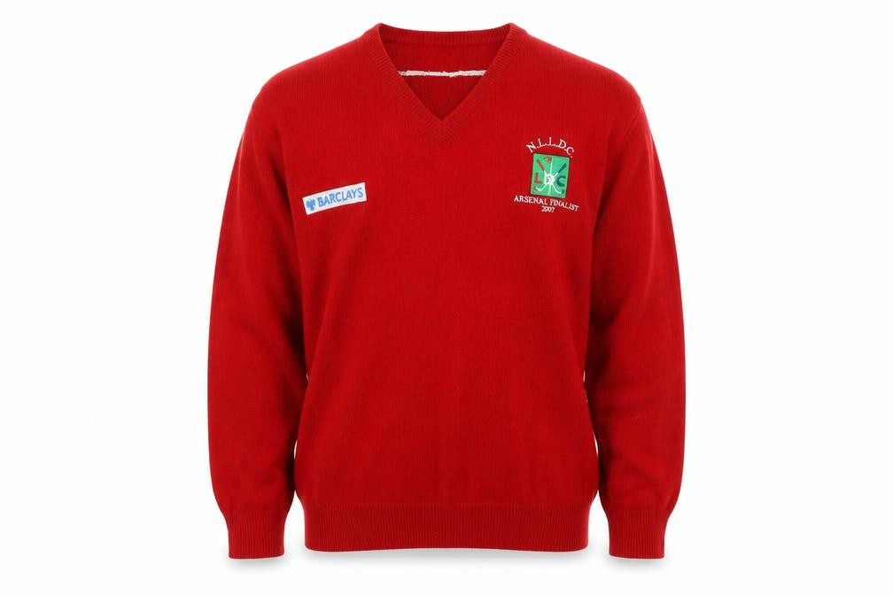 Front view of Henbury Men’s Red Wool V-Neck jumper L Casual Sportswear