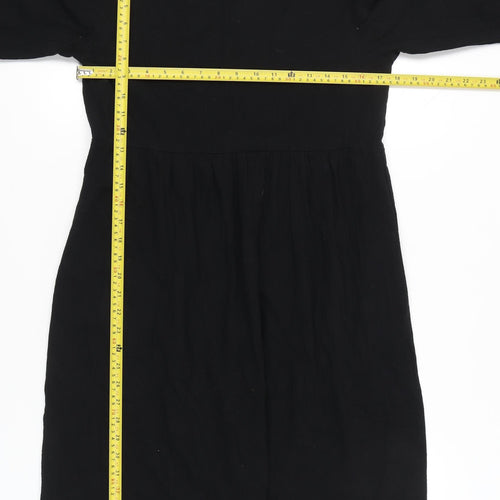 Zanzea Women Black Cotton A-Line Knee Length Dress Size S
