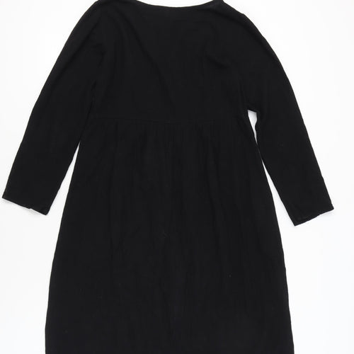Zanzea Women Black Cotton A-Line Knee Length Dress Size S