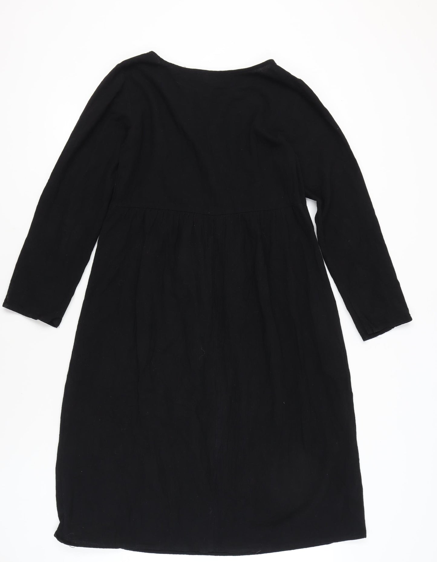 Zanzea Women Black Cotton A-Line Knee Length Dress Size S