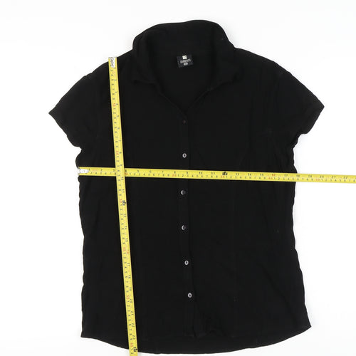 Identiti Womens Black Button-Up Shirt 2XL Short Sleeve Collared