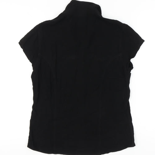 Identiti Womens Black Button-Up Shirt 2XL Short Sleeve Collared