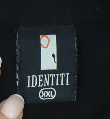 Identiti Womens Black Button-Up Shirt 2XL Short Sleeve Collared