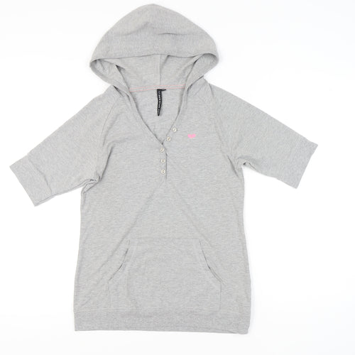 Pure Simple Sport Womens Grey Size 12 Hooded V-Neck T-Shirt