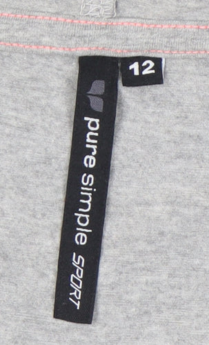 Pure Simple Sport Womens Grey Size 12 Hooded V-Neck T-Shirt