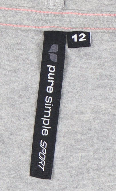 Pure Simple Sport Womens Grey Size 12 Hooded V-Neck T-Shirt