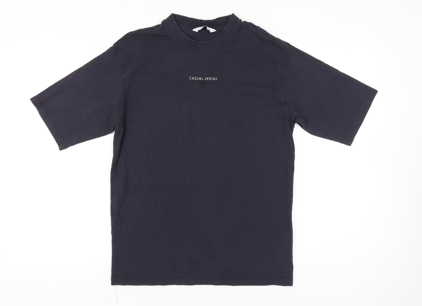 Casual Friday Men's Blue Cotton Crew Neck Short Sleeve T-Shirt M