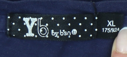 Yb by bsn Womens Blue XL T-Shirt Scoop Neck Casual Cotton