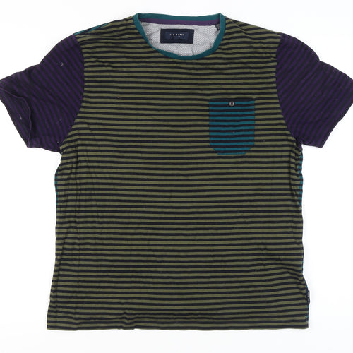 Ted Baker Men's Multicoloured Striped Cotton T-Shirt 3XL