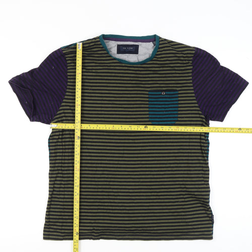 Ted Baker Men's Multicoloured Striped Cotton T-Shirt 3XL