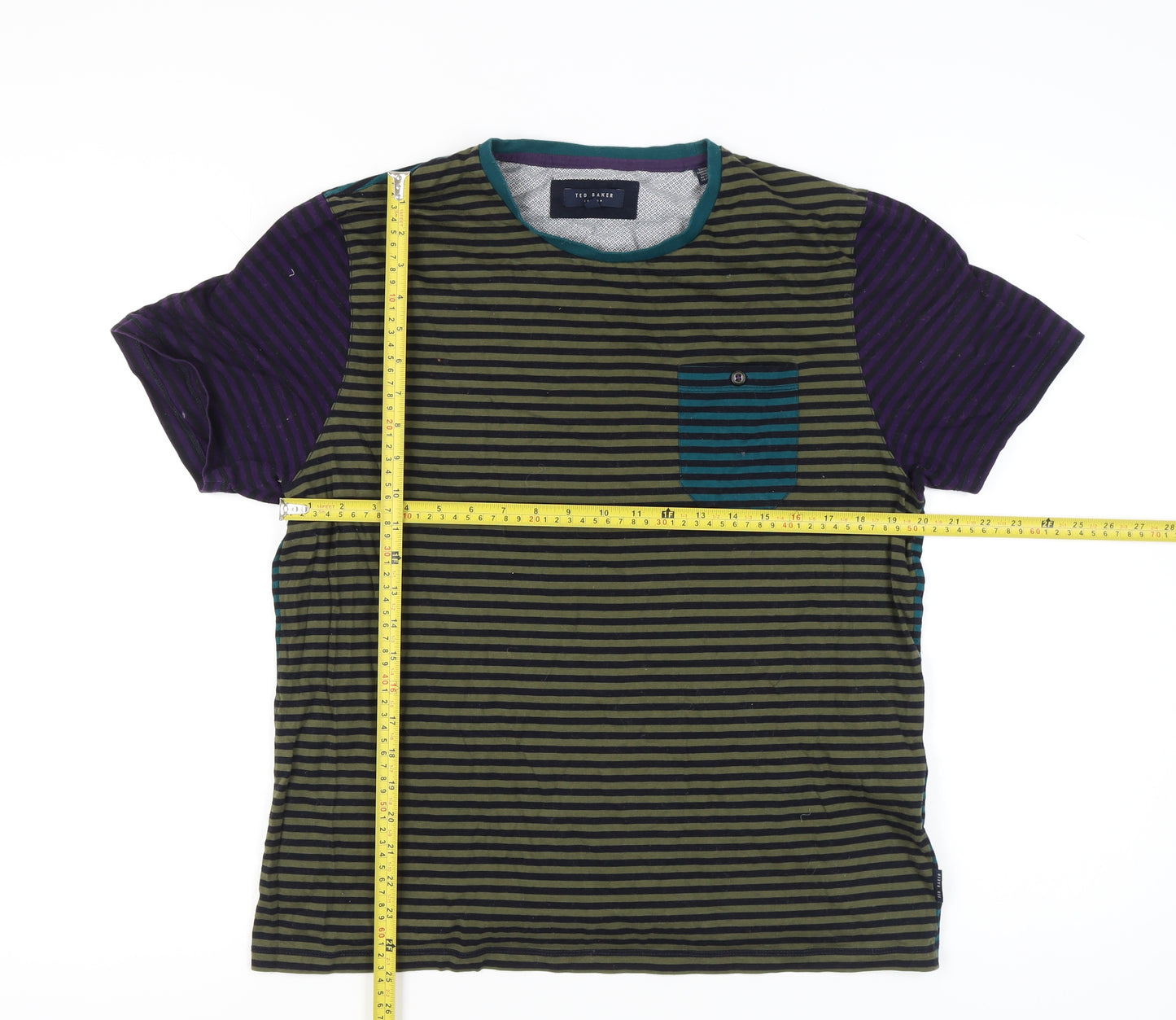 Ted Baker Men's Multicoloured Striped Cotton T-Shirt 3XL