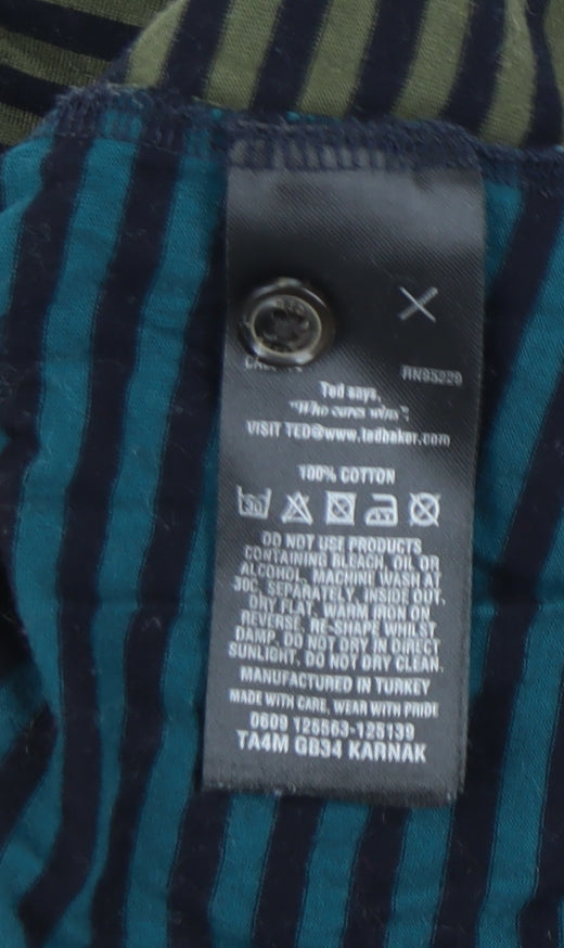 Ted Baker Men's Multicoloured Striped Cotton T-Shirt 3XL