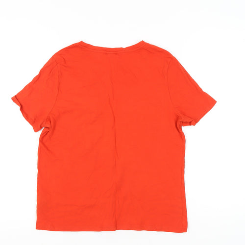 H&M Womens Red Cotton Embroidered Fruit T-Shirt Size M