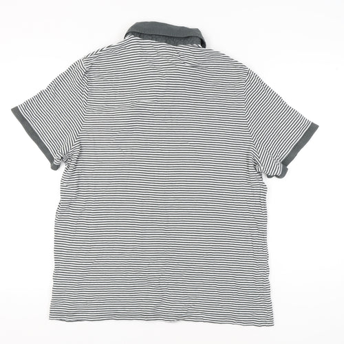 Lee Cooper Men’s Grey Striped Cotton Polo Shirt UK 3XL Casual