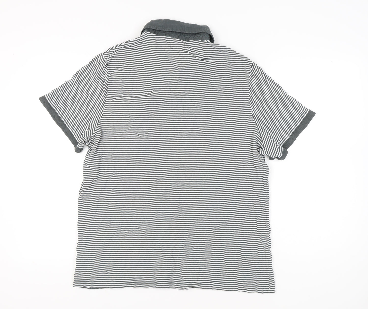 Lee Cooper Men’s Grey Striped Cotton Polo Shirt UK 3XL Casual