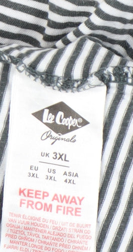 Lee Cooper Men’s Grey Striped Cotton Polo Shirt UK 3XL Casual