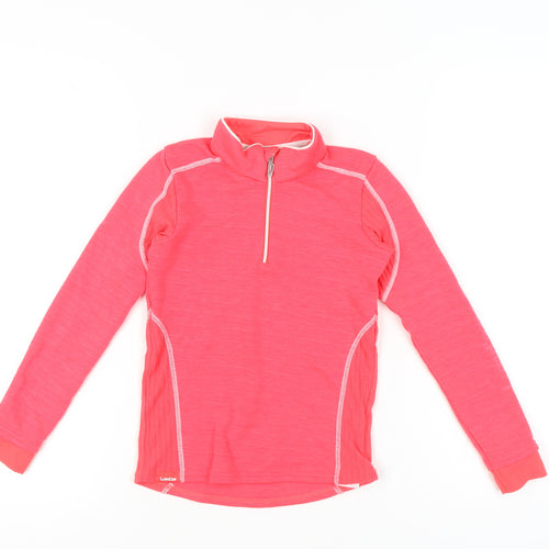 Decathlon Girls Pink 6 Years 1/2 Zip Pullover Sweatshirt Lightweight Wool Blend