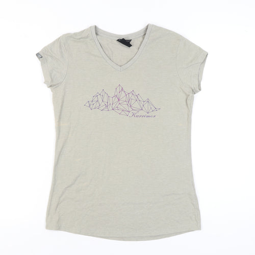 Karrimor Womens Grey V-Neck T-Shirt Size 10 Short Sleeve Outdoor