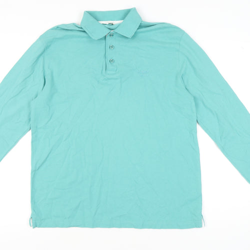 Cotton Traders Men’s Green Long Sleeve Polo Shirt Size M