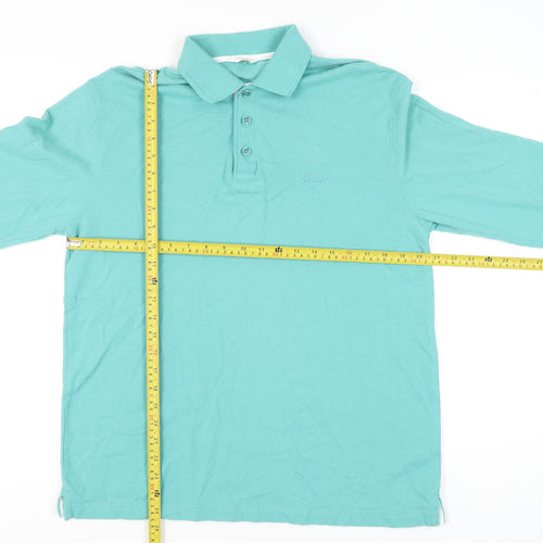 Cotton Traders Men’s Green Long Sleeve Polo Shirt Size M