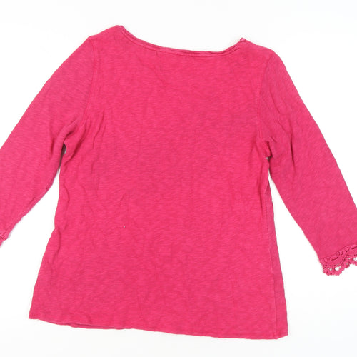 Marks and Spencer Women’s Pink Cotton Crochet Tunic Blouse UK 14