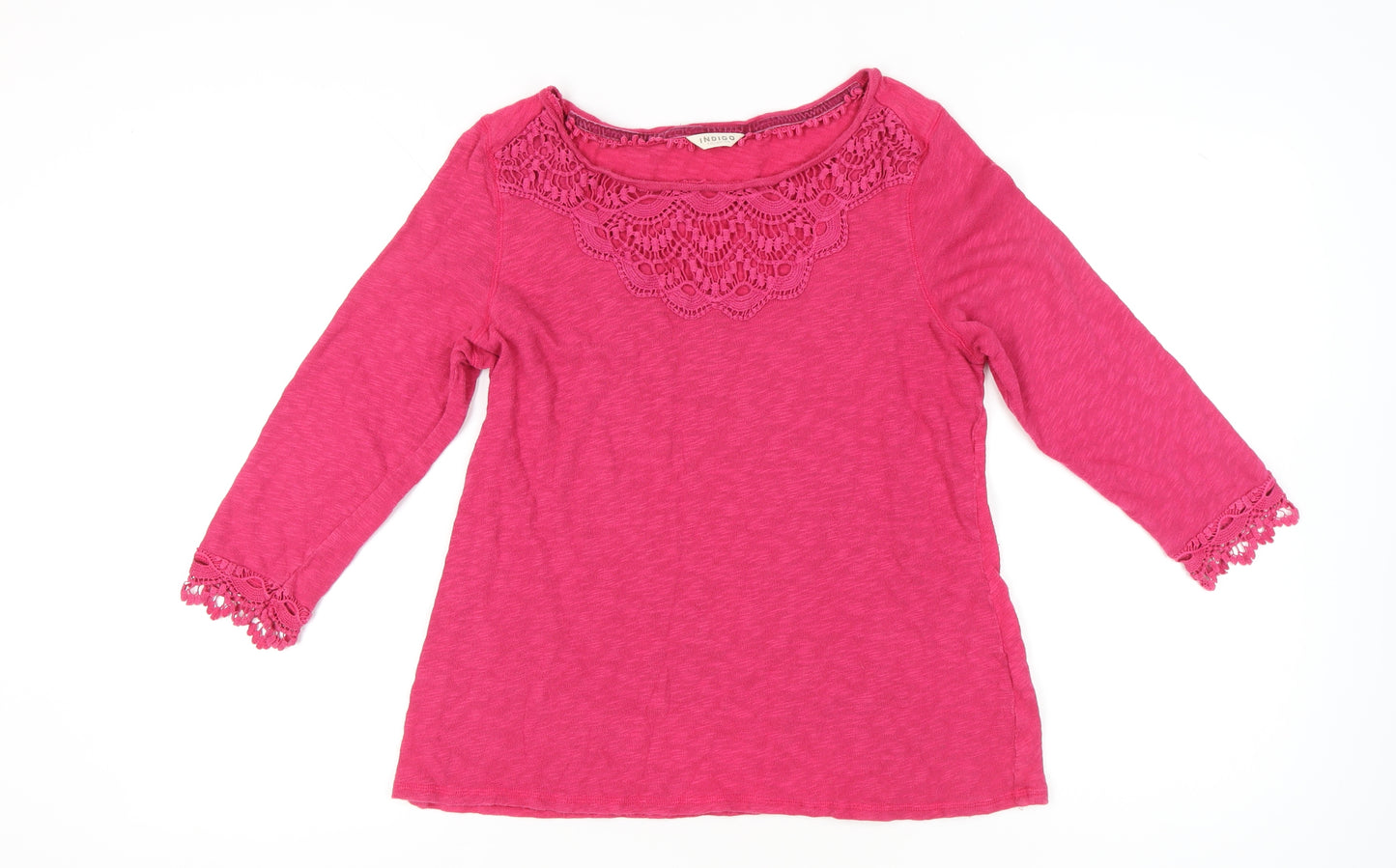 Marks and Spencer Women’s Pink Cotton Crochet Tunic Blouse UK 14