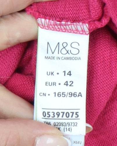 Marks and Spencer Women’s Pink Cotton Crochet Tunic Blouse UK 14