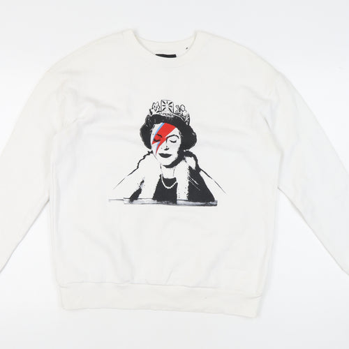 George Women’s White Graphic Print Sweatshirt Size 12-14 M